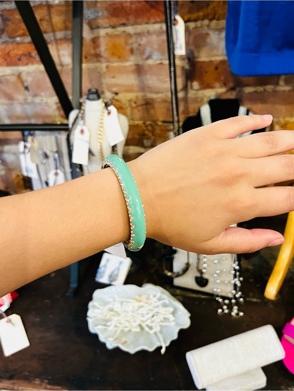 Turquoise Enamel Bangle Bracelet